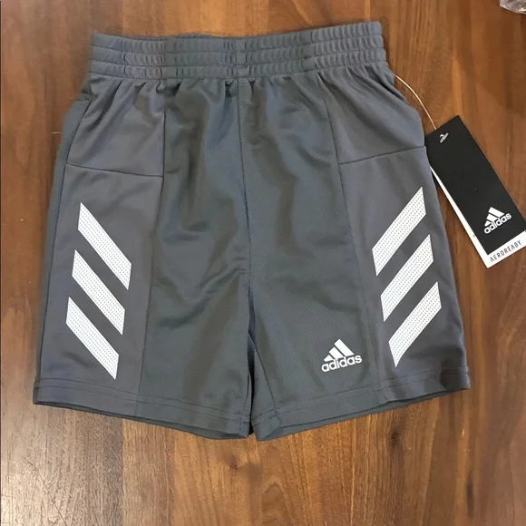 NWT- Adidas Kid’s  Charcoal Gray Athletic Shorts - Picture 2 of 4
